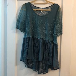 Free People blue lace blouse